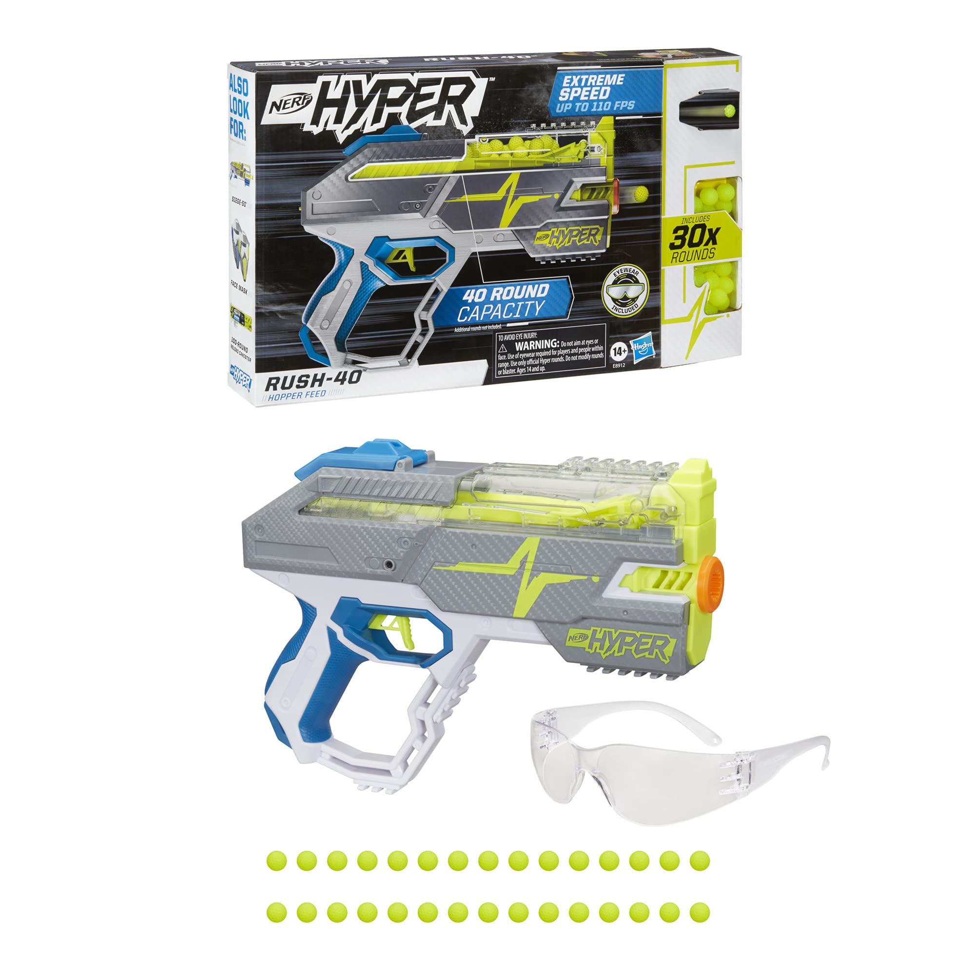 Amazon.co.jp: NERF Hyper Rush-40 Pump-Action Blaster, 30 Hyper